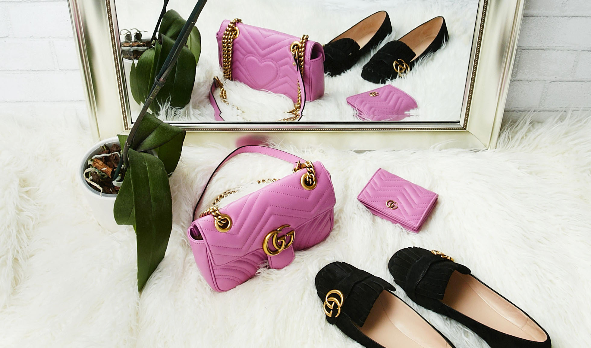 Gucci Marmont bag, loafers and SLG | YoogisCloset.com