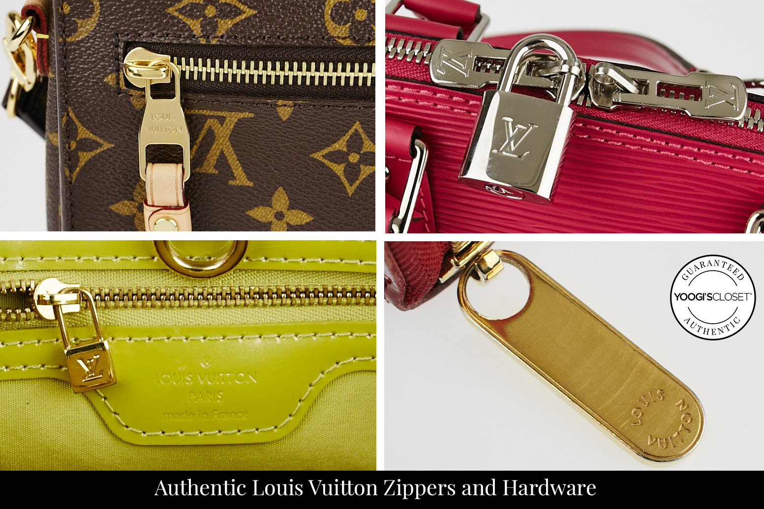 Authentic Louis Vuitton zippers and hardware guide