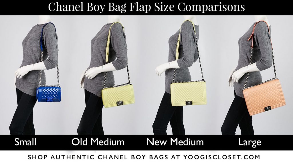 Chanel Boy Bag Size Comparison Between Small, Old Medium, New Medium and Large Flap Bags
