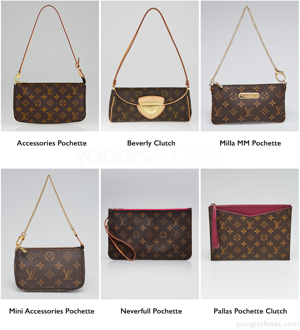 The best Louis Vuitton Mini Bags and Clutches: Accessories Pochette, Beverly Clutch, Milla MM Pochette, Mini Accessories Pochette, Neverfull Pochette, Pallas Pochette Clutch | See more authenticated pre-owned Louis Vuitton at YoogisCloset.com