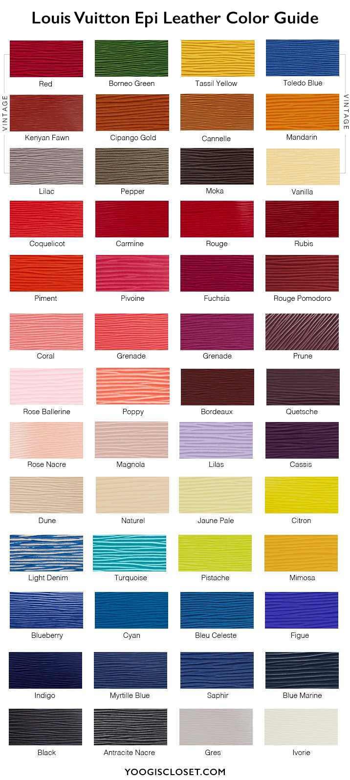 Louis Vuitton Epi Leather Color Guide | YoogisCloset.com