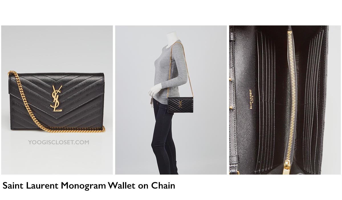 Yves Saint Laurent Monogram Chain Wallet WOC Review | Yoogi's Closet Authenticated Pre-Owned Luxury yoogiscloset.com
