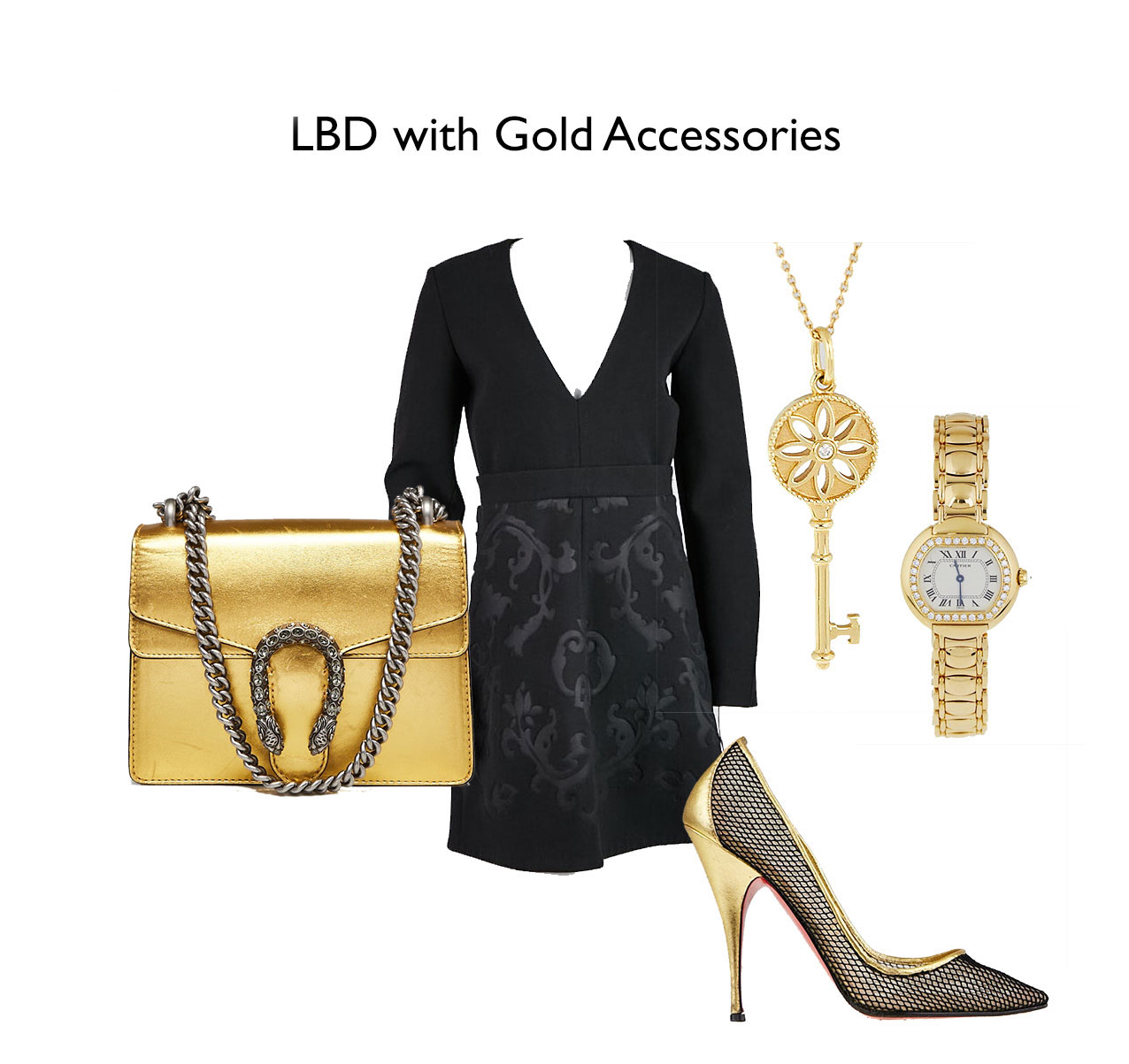 Black and Gold Holiday Party Outfit Idea For Christmas | Yoogi's Closet Authenticated Pre-Owned Luxury yoogsicloset.com