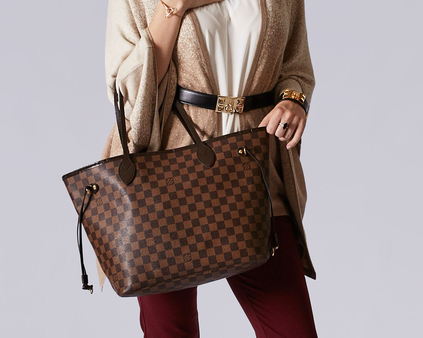Louis Vuitton Brown Damier Ebene Neverfull Tote Bag | Yoogi's Closet Authenticated Pre-Owned Luxury yoogiscloset.com